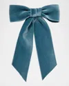 Jennifer Behr Wide Velvet Bow Barrette In Bluebell
