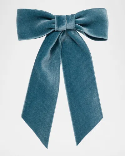 Jennifer Behr Wide Velvet Bow Barrette In Blue