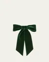 Jennifer Behr Wide Velvet Bow Barrette In Emerald