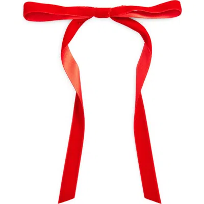 Jennifer Behr Wide Velvet Bow Barrette In Red