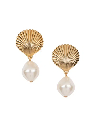 Jennifer Behr Alana Shell Baroque-pearl Earrings In Pearl Gold