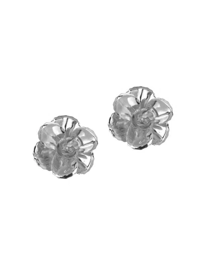 Jennifer Behr Women's Gladiolus Rhodium-plated Flower Stud Earrings In Green