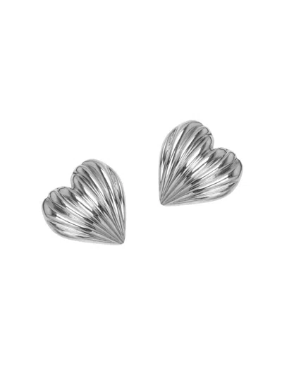 Jennifer Behr Women's Libi 18k-gold-plated Or Silvertone Heart Stud Earrings In Pattern
