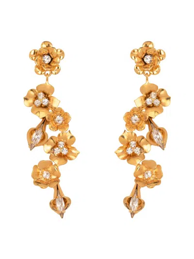 Jennifer Behr Women's Vanora 18k-gold-plated & Crystal Flower Drop Earrings