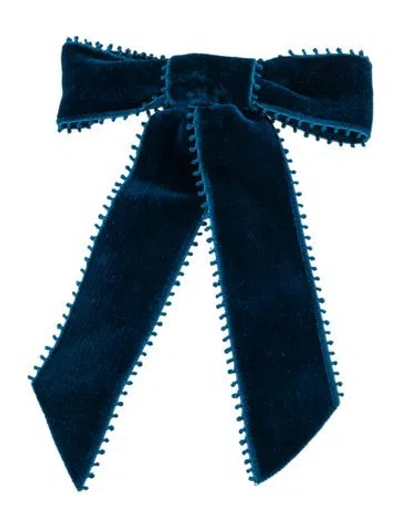 Pre-owned Jennifer Behr Women's Velvet Bow Barrette In Blue
