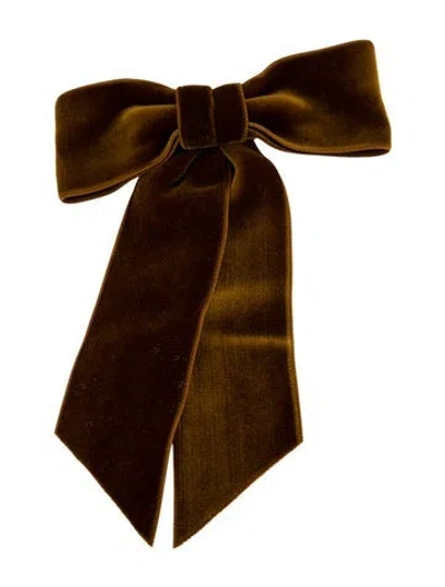 Pre-owned Jennifer Behr Women's Velvet Bow Barrette In Brown