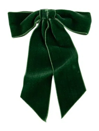 Pre-owned Jennifer Behr Women's Velvet Bow Barrette In Green