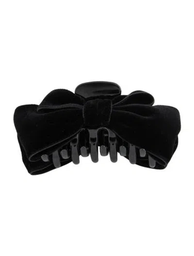 Pre-owned Jennifer Behr Women's Velvet Matilda Bow-detailed Claw Clip In Black