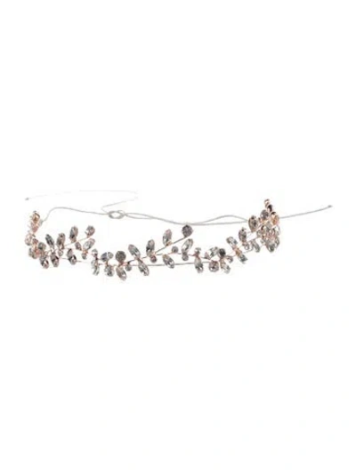 Pre-owned Jennifer Behr Womens Crystal Headband In Gold