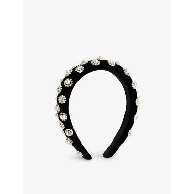 Jennifer Behr Womens Bethany Crystal-embellished Velvet Headband Crystal-pearl