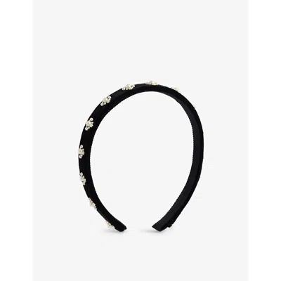 Jennifer Behr Womens Maggie Embellished Velvet Headband Black Pearl