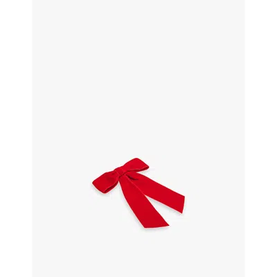 Jennifer Behr Womens Ruby Wide Velvet Bow Barrette In Ruby