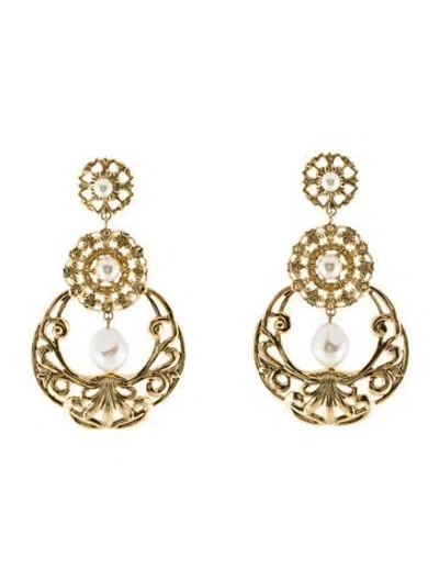 Pre-owned Jennifer Behr X Jenny Cipoletti Faux Pearl Portofino Chandelier Earrings In Multi