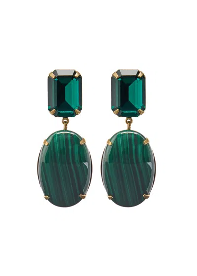 Jennifer Behr Xiomara Malachite 18kt Gold-plated Drop Earrings In Green