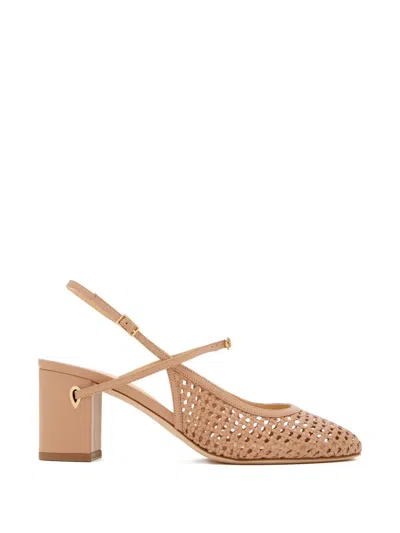 Jennifer Chamandi Mattia 65 Woven Leather Slingback Pumps In Neutral