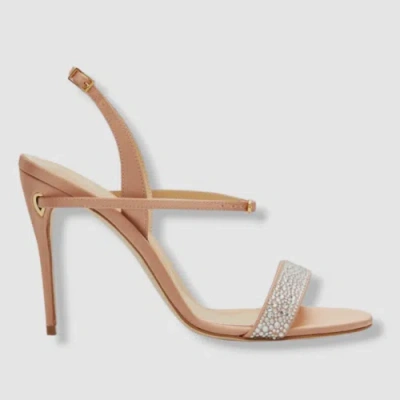 Pre-owned Jennifer Chamandi $835  Women's Beige Crystal Slingback Sandal Shoes Size 37.5