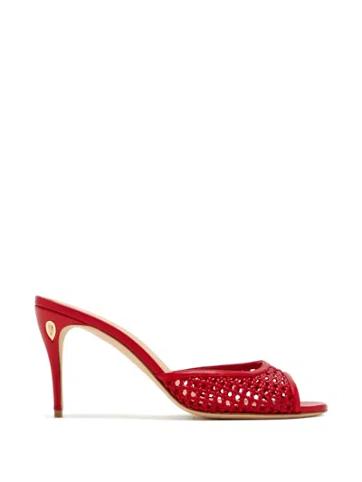 Jennifer Chamandi Guido 85 Woven Leather Mules In Red