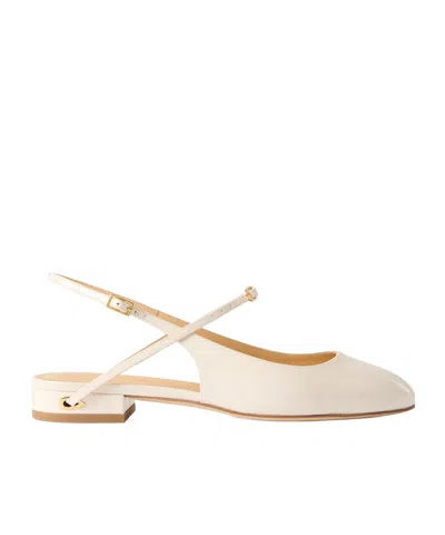 Jennifer Chamandi Mattia 20 Patent-leather Slingback Flats In Cream