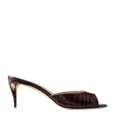 Jennifer Chamandi Guido 65 Croc-effect Leather Sandals In Black