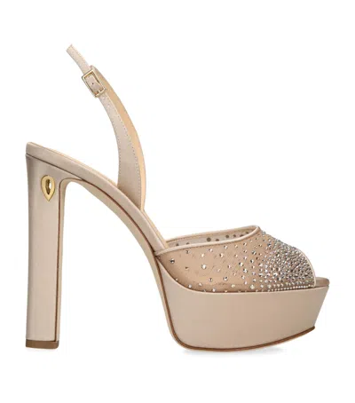 Jennifer Chamandi Embellished Antonio Platform Slingbacks 130 In Gold