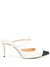 Jennifer Chamandi Giuseppe Cap-toe Buckle Mules In Weiss