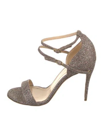 Pre-owned Jennifer Chamandi Glitter Sandals In Gold