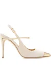 Jennifer Chamandi Vittorio 105 Crystal-embellished Mesh And Satin Slingback Pumps In White