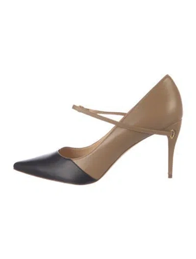 Pre-owned Jennifer Chamandi Leather Colorblock Pattern D'orsay Pumps In Neutral