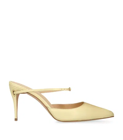 Jennifer Chamandi Leather Giuseppe Mules 85 In Yellow