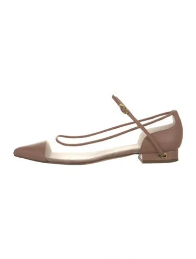 Pre-owned Jennifer Chamandi Leather Mary Jane Flats In Brown