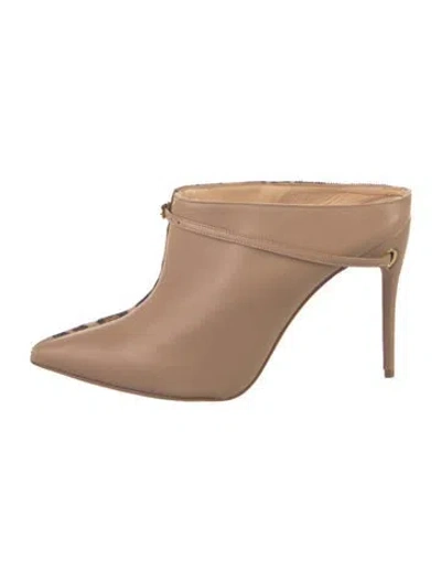 Pre-owned Jennifer Chamandi Leather Mules In Neutral