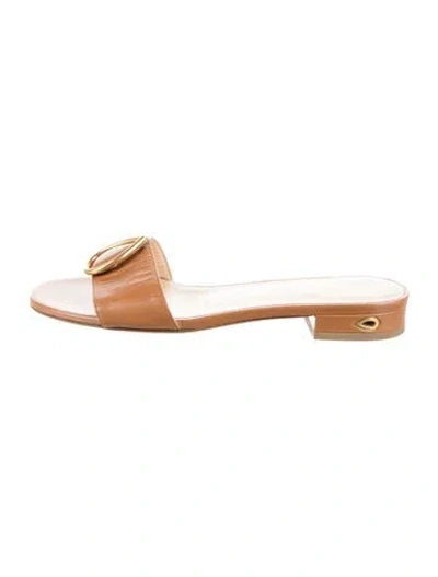 Pre-owned Jennifer Chamandi Leather Slides In Brown