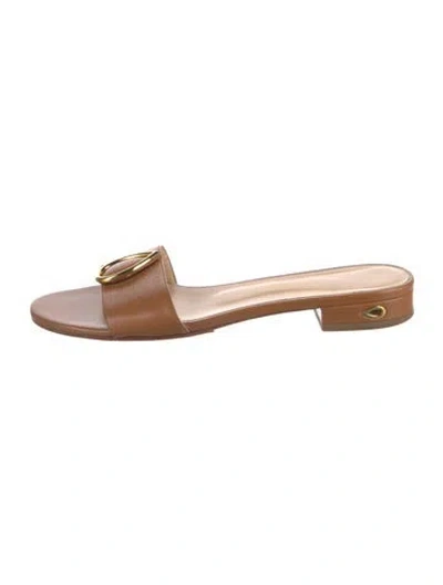 Pre-owned Jennifer Chamandi Leather Slides In Brown
