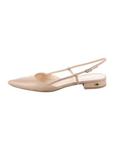 Pre-owned Jennifer Chamandi Leather Slingback Flats In Neutral