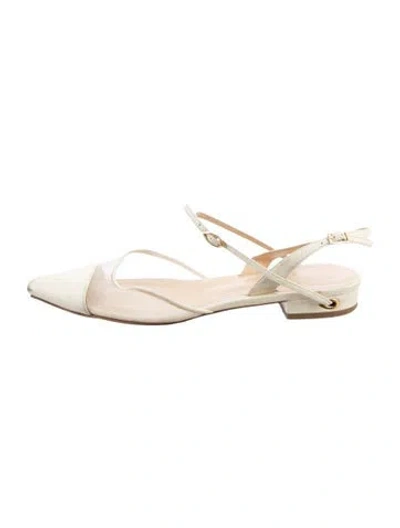 Pre-owned Jennifer Chamandi Leather Slingback Flats In White