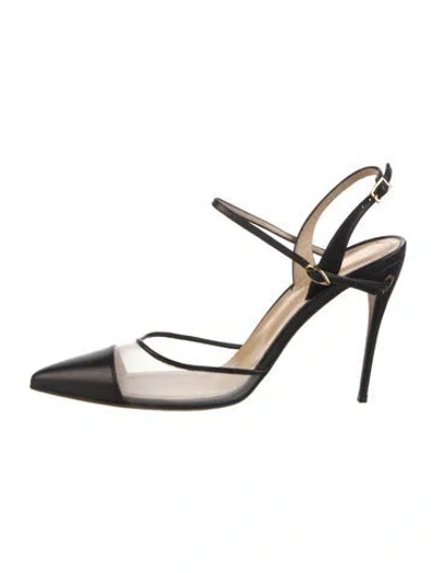 Pre-owned Jennifer Chamandi Leather Slingback Pumps In Black