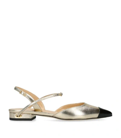 Jennifer Chamandi Leather Vittorio Slingback Sandals 20 In Gold