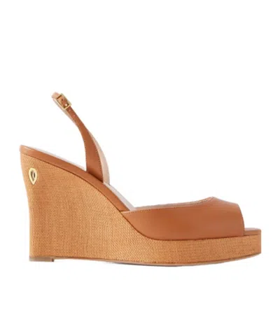 Jennifer Chamandi Nino 105 Leather Wedge Sandals In Brown
