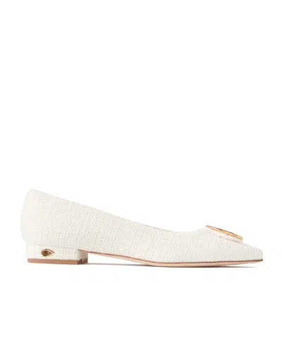 Jennifer Chamandi Lorenzo 20 Embellished Tweed Point-toe Pumps In White