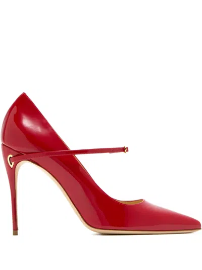 Jennifer Chamandi Lorenzo Adjustable-strap Heeled Pumps In Red