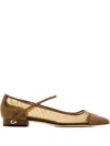 Jennifer Chamandi Lorenzo Mesh-panel Suede Ballet Flats In Brown