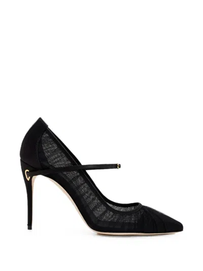 Jennifer Chamandi Lorenzo Mesh-panelled Pumps In Black
