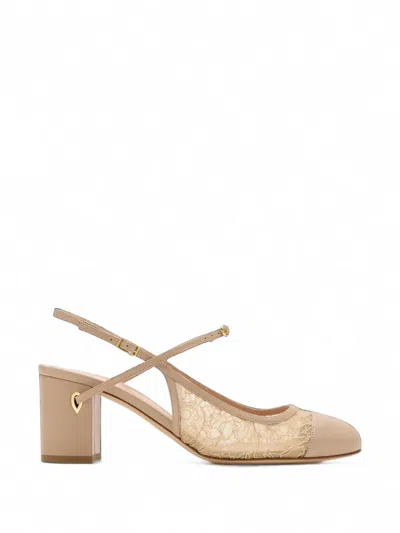 Jennifer Chamandi Mattia 65 Lace-panelled Calf Leather Pumps In Neutral