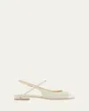 Jennifer Chamandi Mattia Bicolor Leather Slingback Ballerina Flats In Pistachio Chalk White