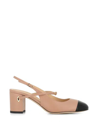 Jennifer Chamandi Mattia Cross Strap Two-tone Pumps In Neutral