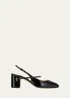 Jennifer Chamandi Mattia Patent Leather Slingback Pumps In Black