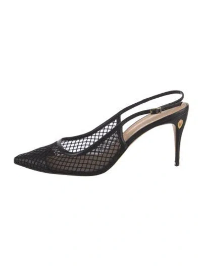 Pre-owned Jennifer Chamandi Mesh Slingback Pumps In Black
