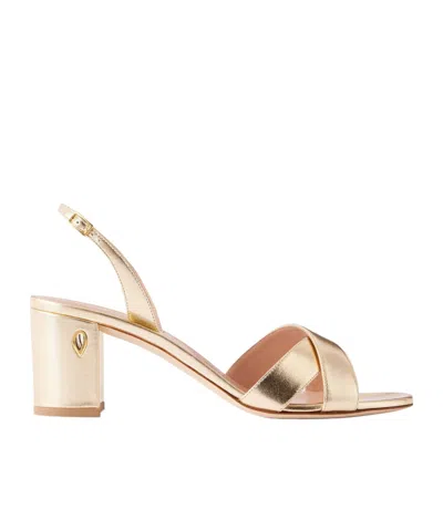 Jennifer Chamandi Leonardo 65 Metallic Leather Sandals In Neutral