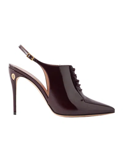 Jennifer Chamandi Lucio 105 Patent Leather Slingback Pumps In Burgundy