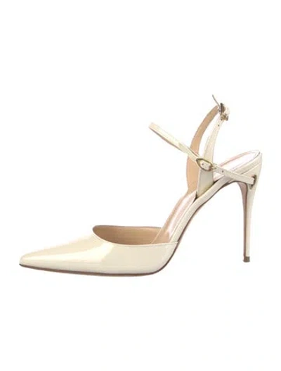 Pre-owned Jennifer Chamandi Patent Leather Slingback Pumps In Neutral